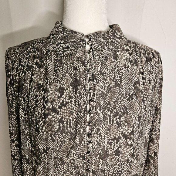Free People Size Medium Modern Muse Snakeskin Python Detachable Tie Blouse Top - Picture 6 of 12